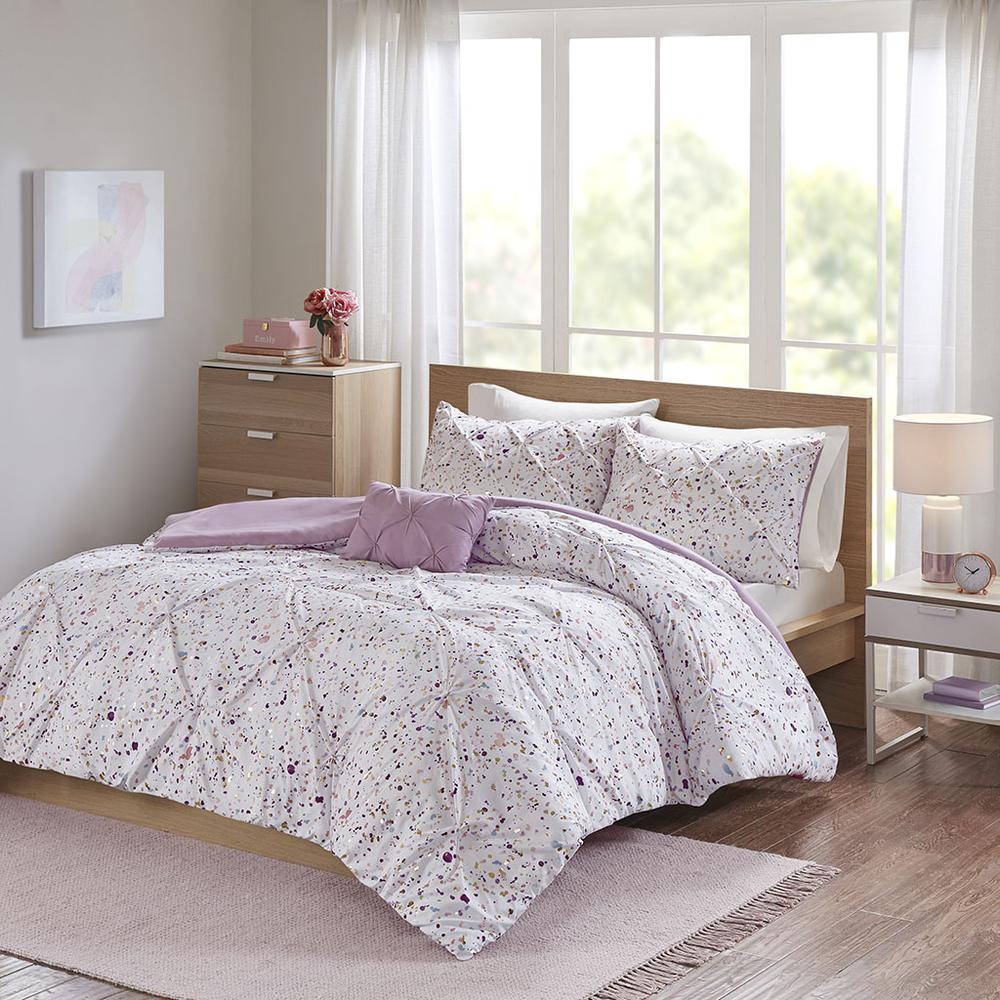 Metallic Printed and Pintucked Duvet Cover Set. Picture 4