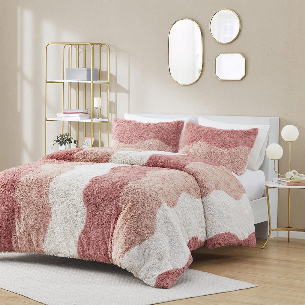 Ombre Shaggy Faux Fur Duvet Cover Set. Picture 1
