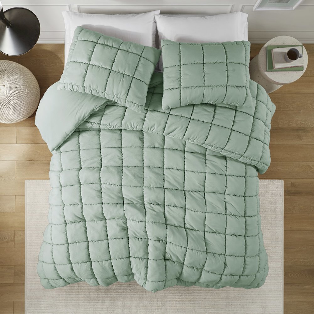 Dream Puff Down Alternative Comforter Set in Sage Color. Picture 4