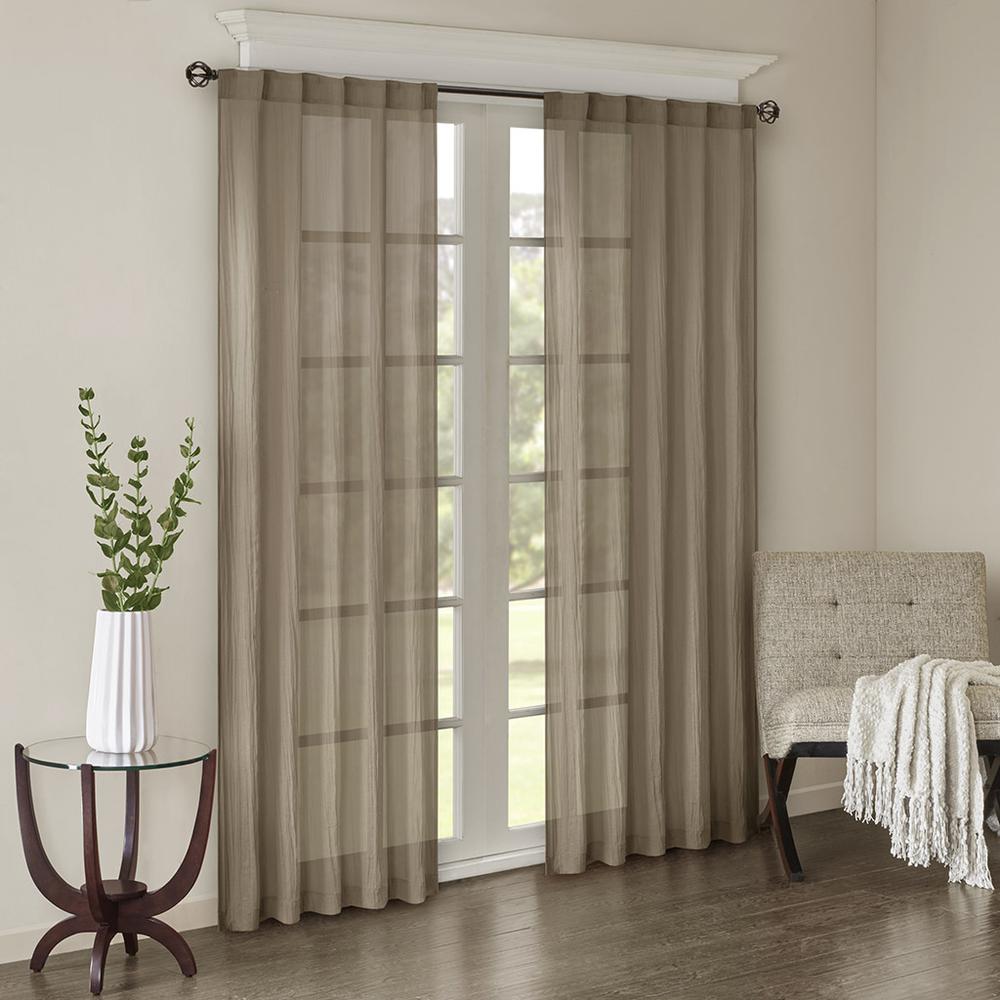 Solid Crushed Curtain Panel Pair. Picture 1