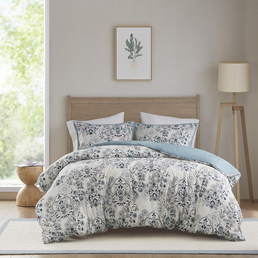 3 Piece Floral Printed Cotton Duvet Cover Set. Picture 3