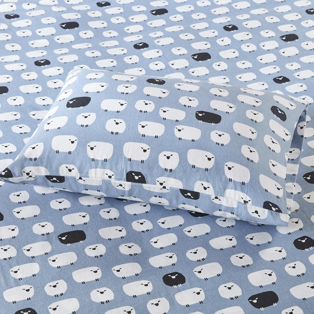 Flannel Sheet Set, Blue Sheep color. Picture 3