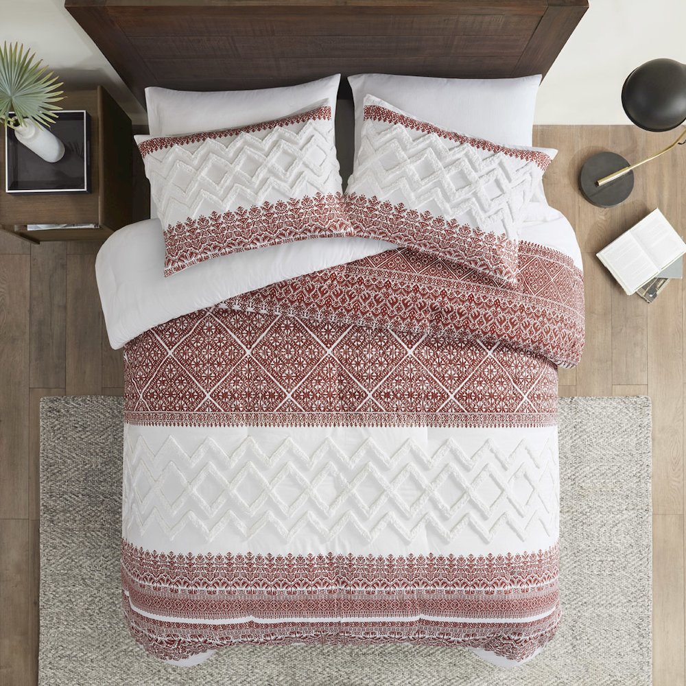 3 Piece Cotton Comforter Set with Chenille Tufting. Picture 1