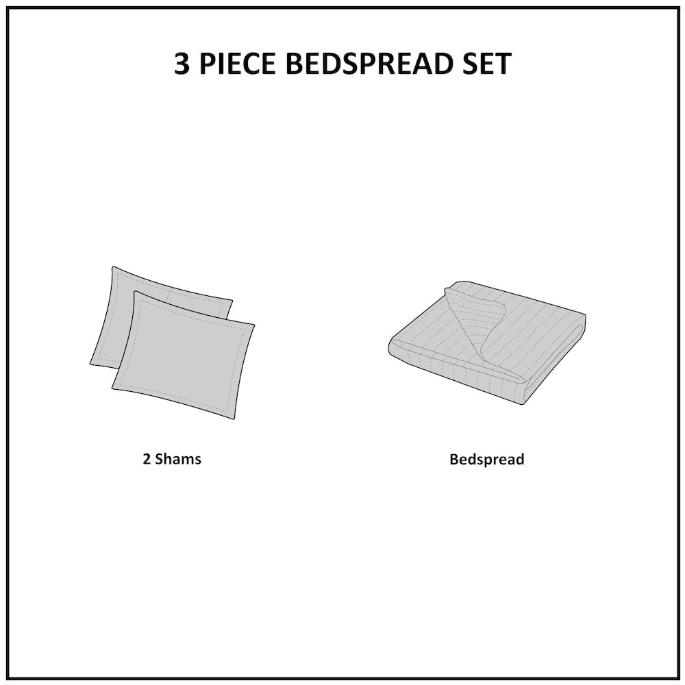 3 Piece Tufted Cotton Chenille Bedspread Set. Picture 5