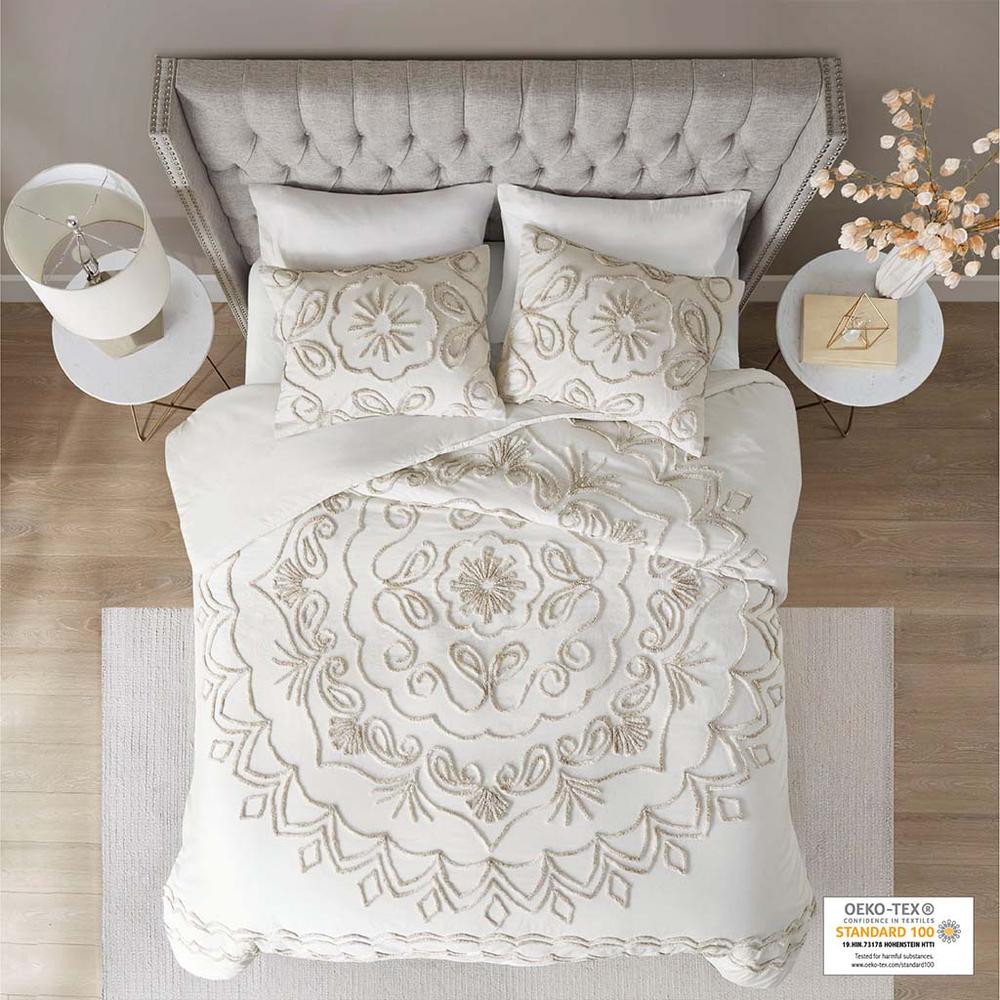 3 Piece Tufted Cotton Chenille Duvet Cover Set. Picture 4