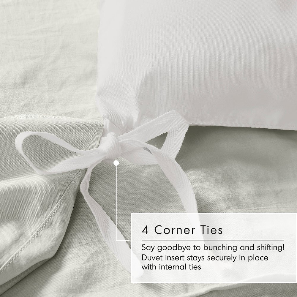 Porter Soft Washed Pleated Duvet Cover Set, Silver color. Picture 4