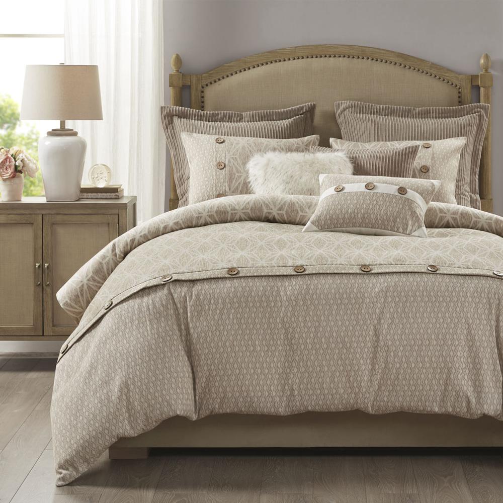 9 Piece Geometric Oversized Jacquard Comforter Set. Picture 4