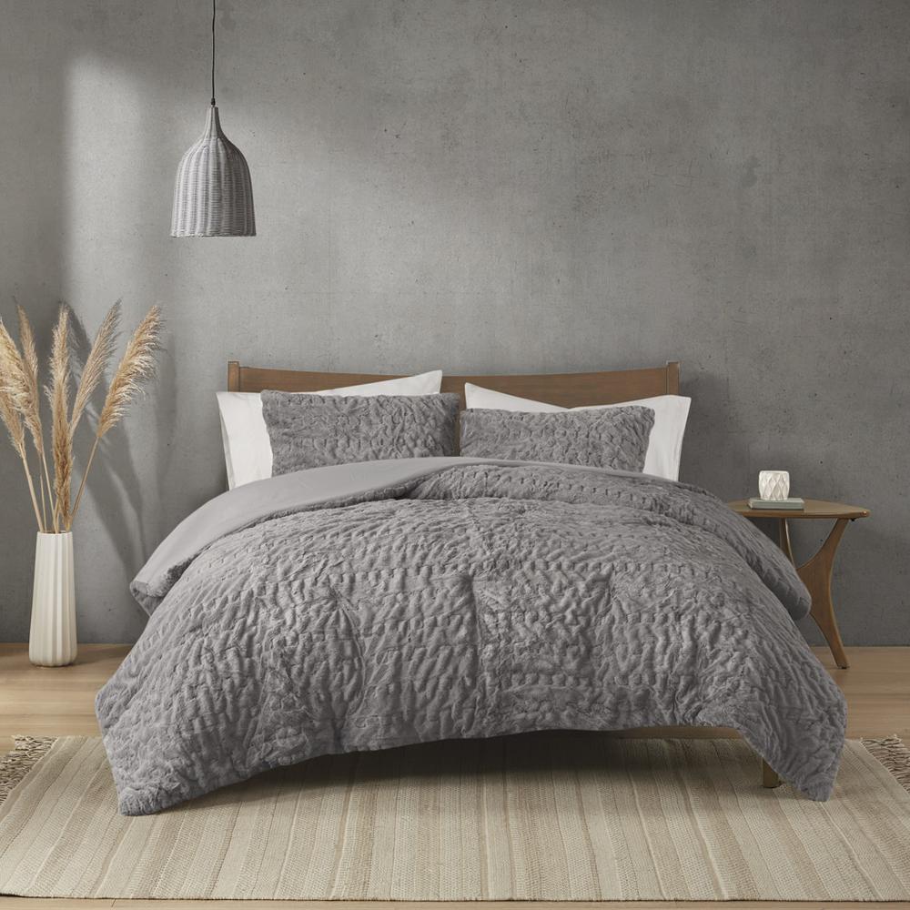 Ruched Fur Down Alternative Comforter Set. Picture 5
