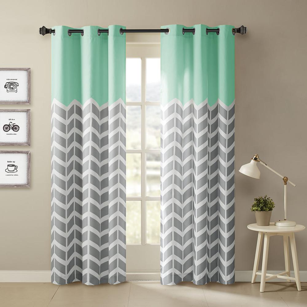 Chevron Printed Room Darkening Grommet Top Panel Pair. Picture 4
