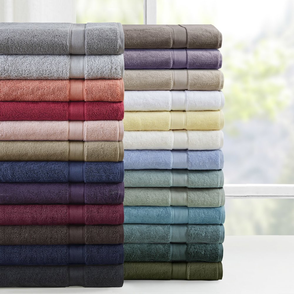 100% Cotton Bath 8 Piece Set in Olive Green. Picture 2