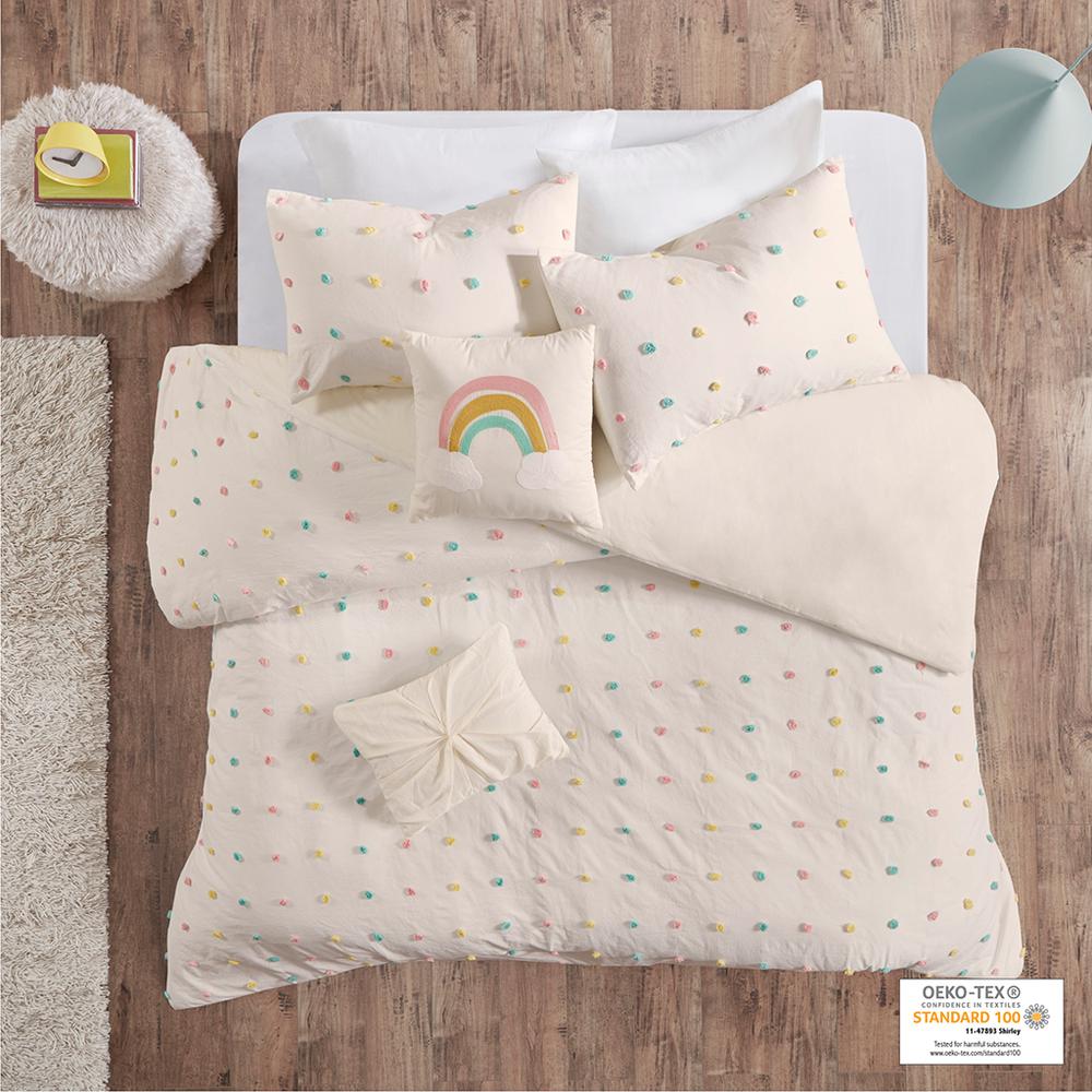 Callie Cotton Jacquard Pom Pom Duvet Cover Set, Multi color. Picture 4
