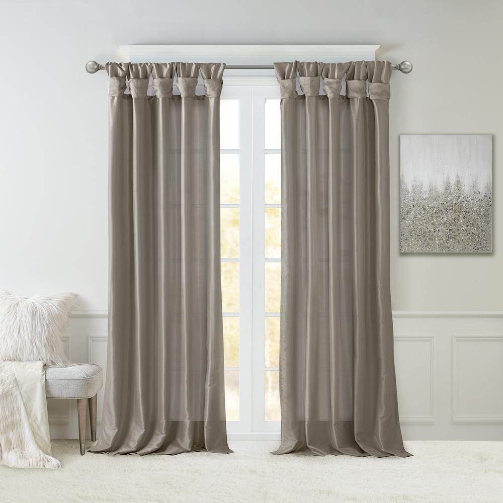 Twist Tab Lined Window Curtain Panel. Picture 2