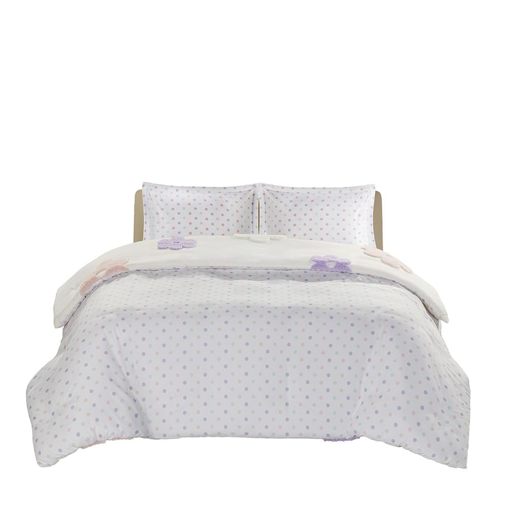 Floral Reversible Tufted Chenille Duvet Cover Set. Picture 1