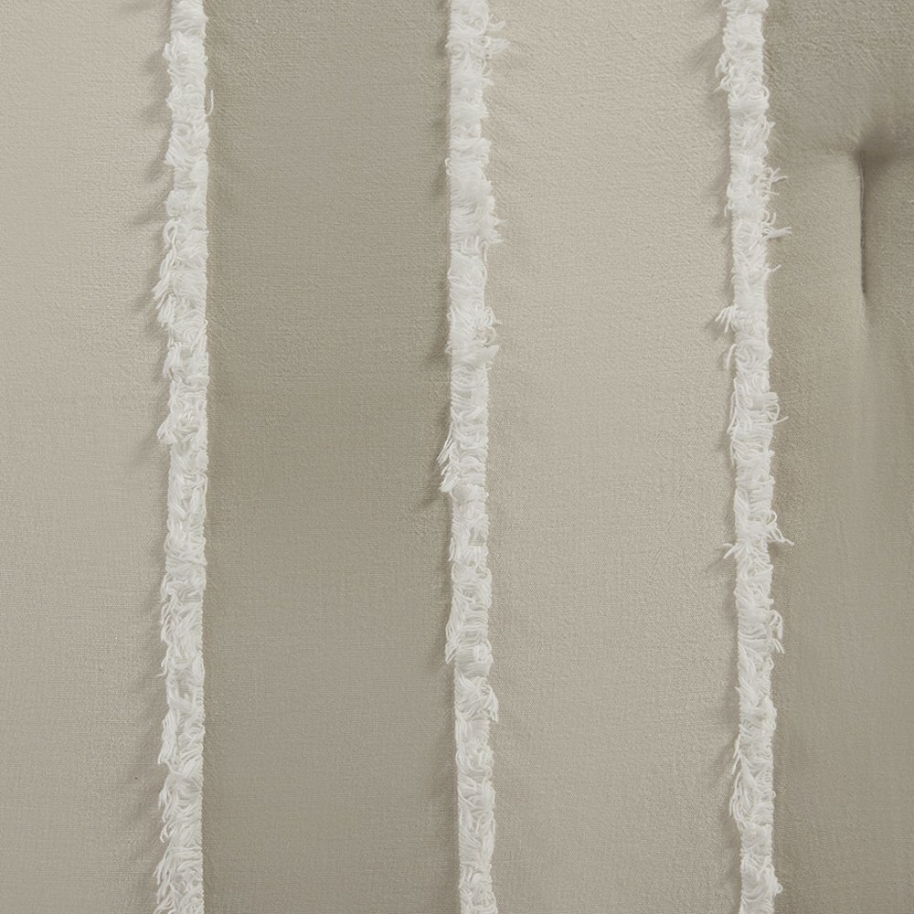 Shay 3 Piece Striped Cotton Comforter Set, Taupe color. Picture 3