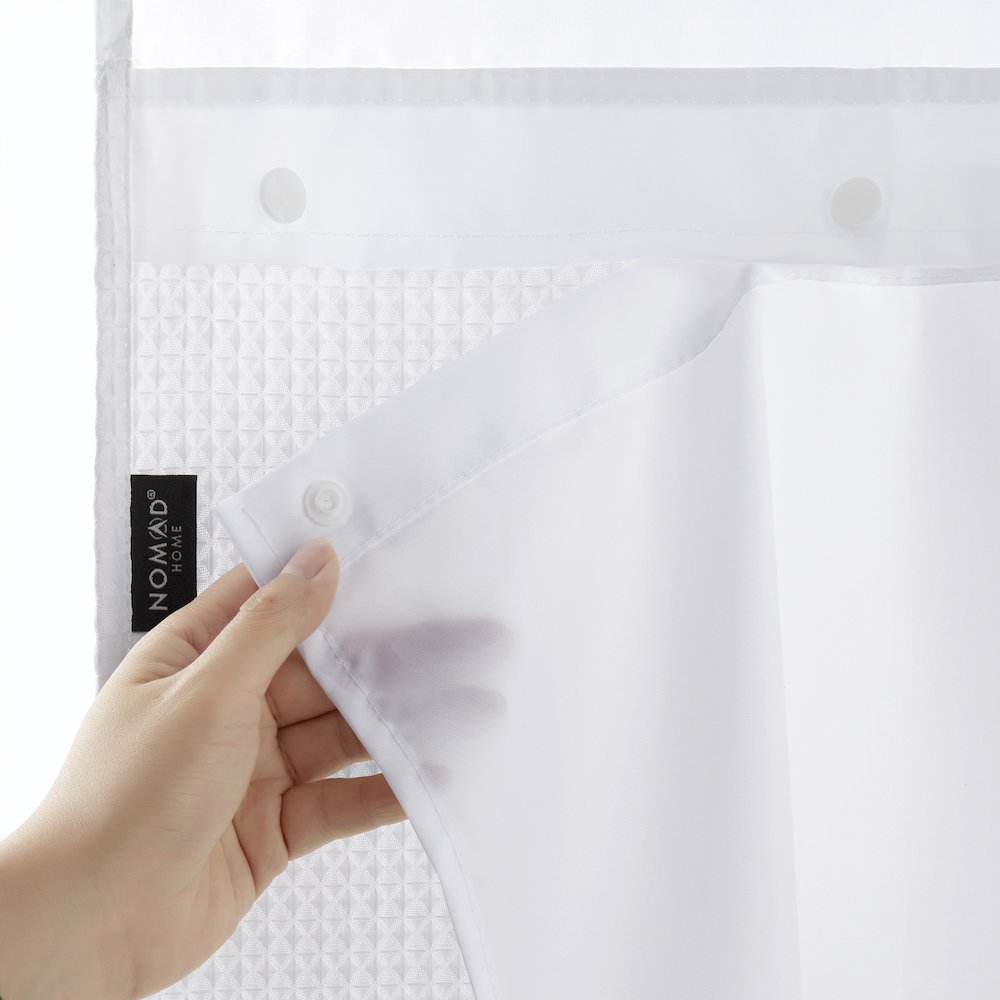 Plain Weave Luxury Shower Curtain - Waffle. Picture 5