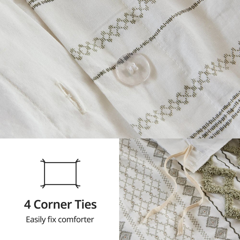 Cotton Printed Duvet Cover Set with Chenille. Picture 4