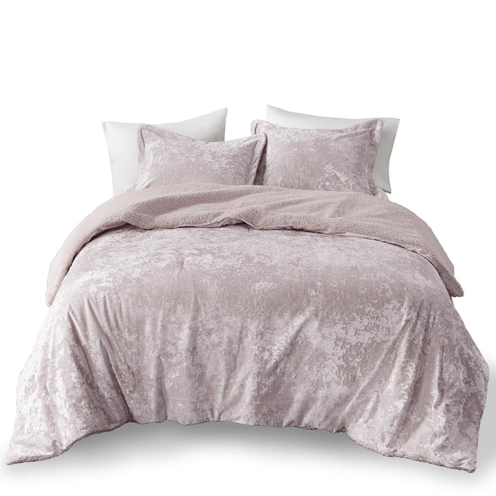 Crushed Velvet Sherpa Reversible Comforter Set. Picture 1