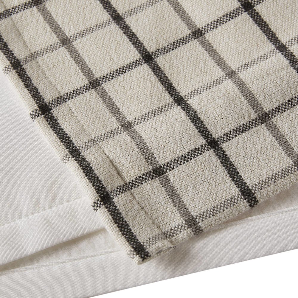 Plaid Rod Pocket and Back Tab Curtain Panel with Fleece Lining. Picture 3