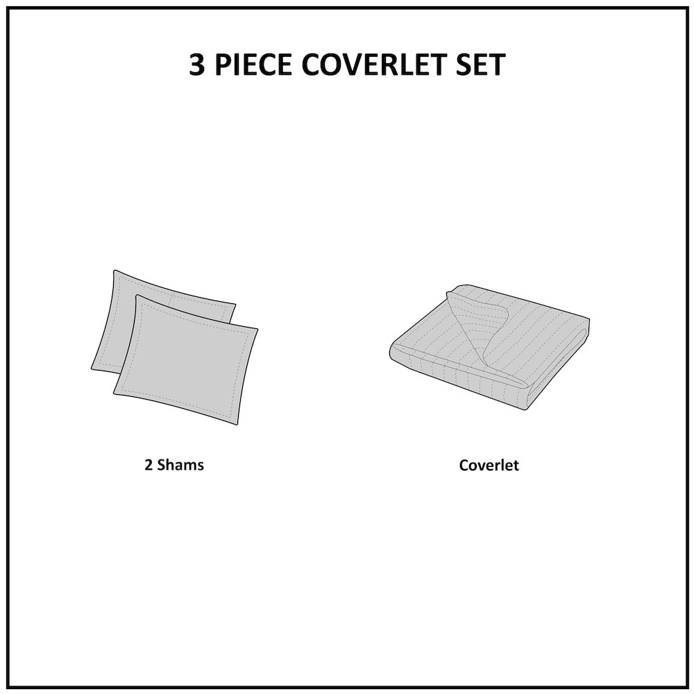 3 Piece Cotton Quilt Set with Chenille Trims. Picture 4