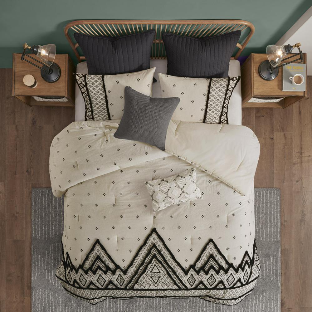 3 Piece Cotton and Flax Linen Blend Comforter Set. Picture 2