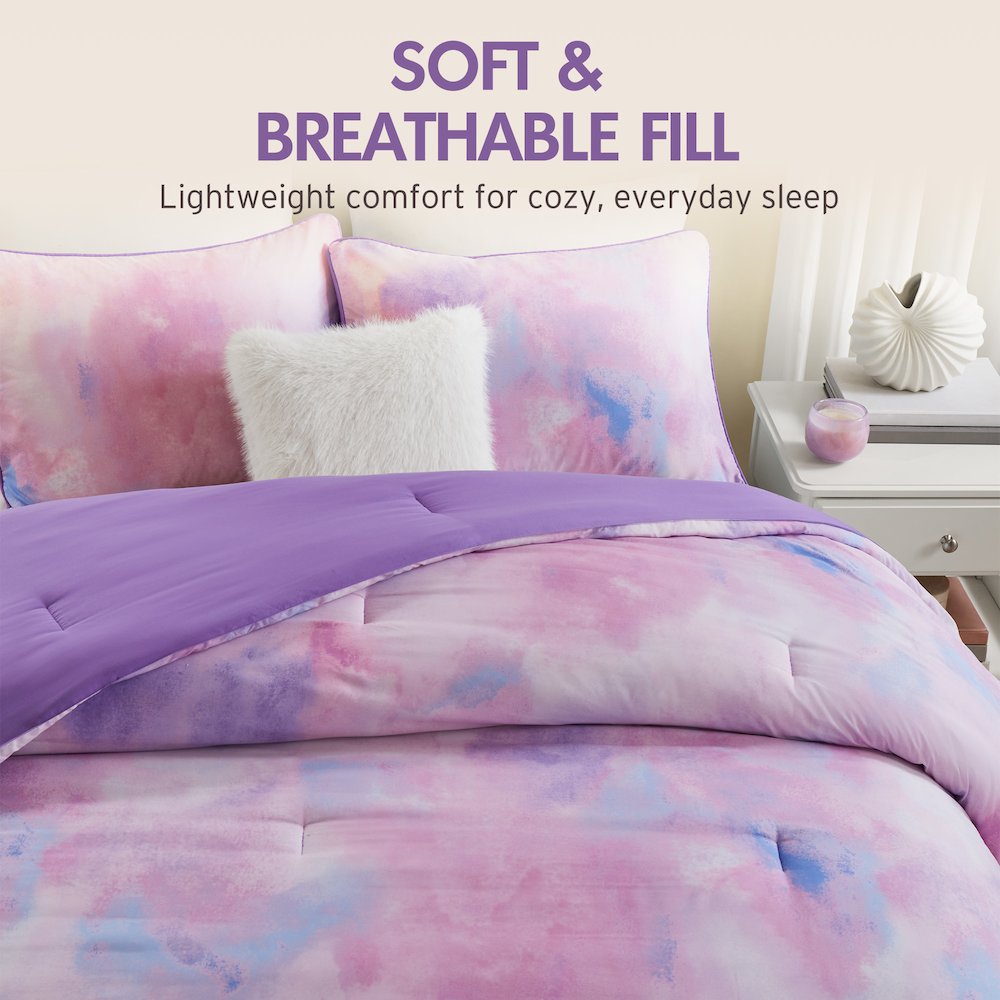 Cassiopeia Watercolor Tie Dye Printed Comforter Set with Throw Pillow. Picture 2