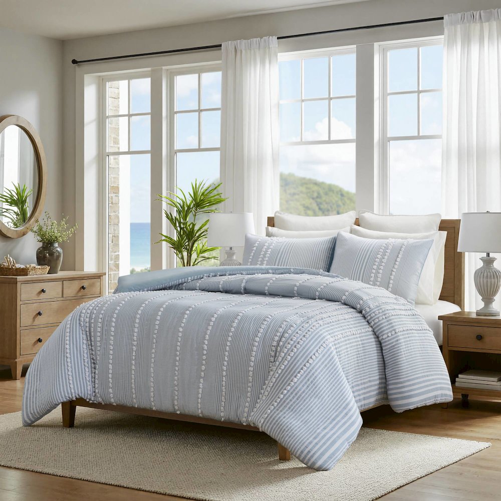 Anslee 3 Piece Cotton Yarn Dyed Duvet Cover Set. Picture 4
