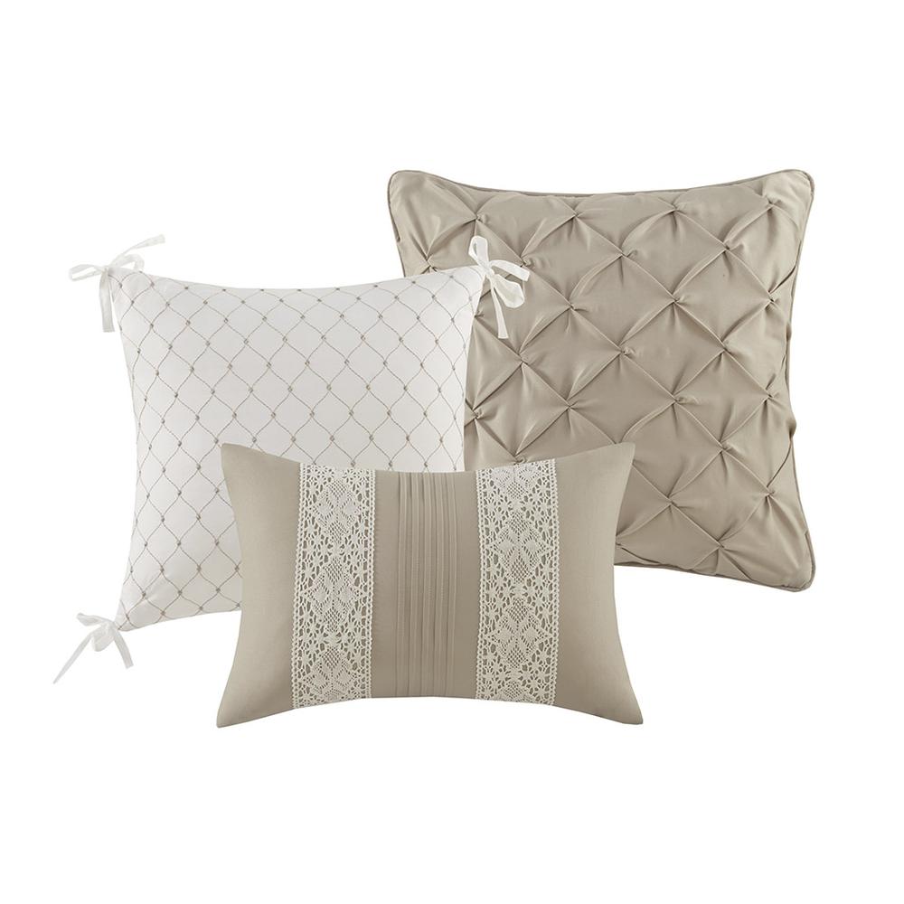 7 Piece Lace Trim Comforter Set with Throw Pillows. Picture 2