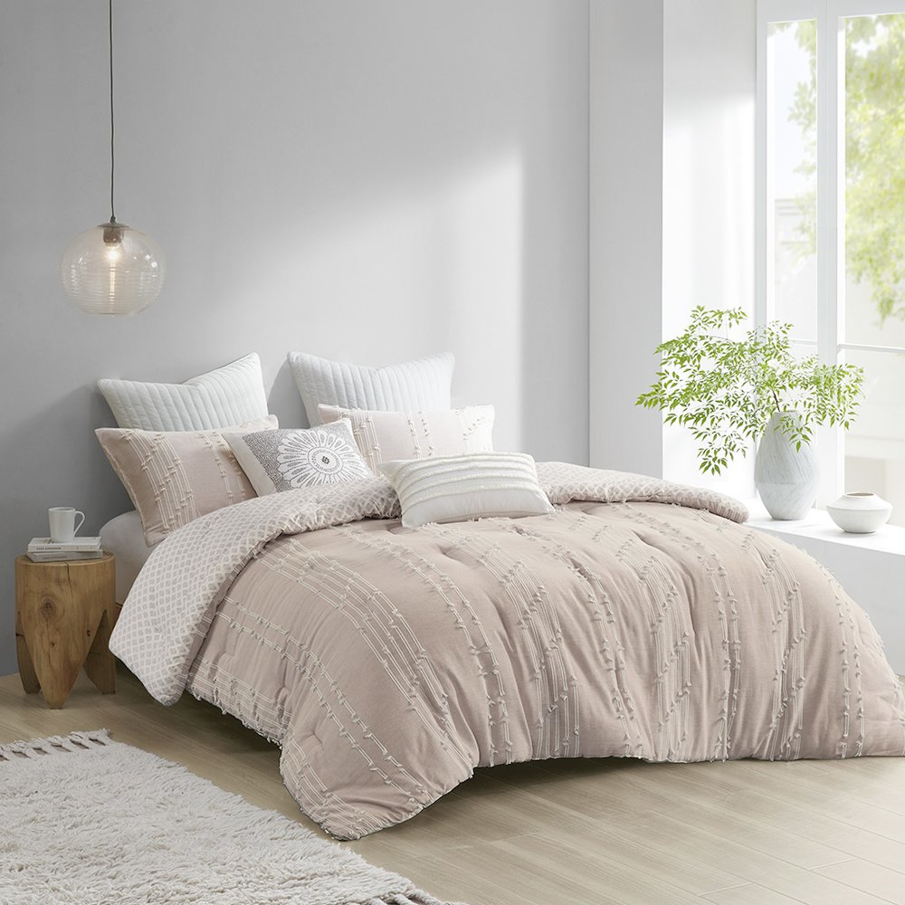 3 Piece Cotton Jacquard Comforter Set. Picture 4