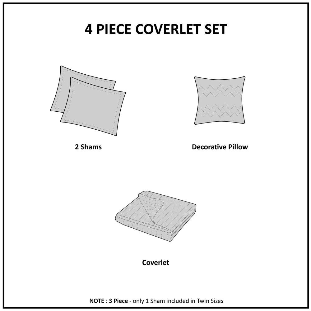4 Piece Cotton Quilt Set with Throw Pillow. Picture 2