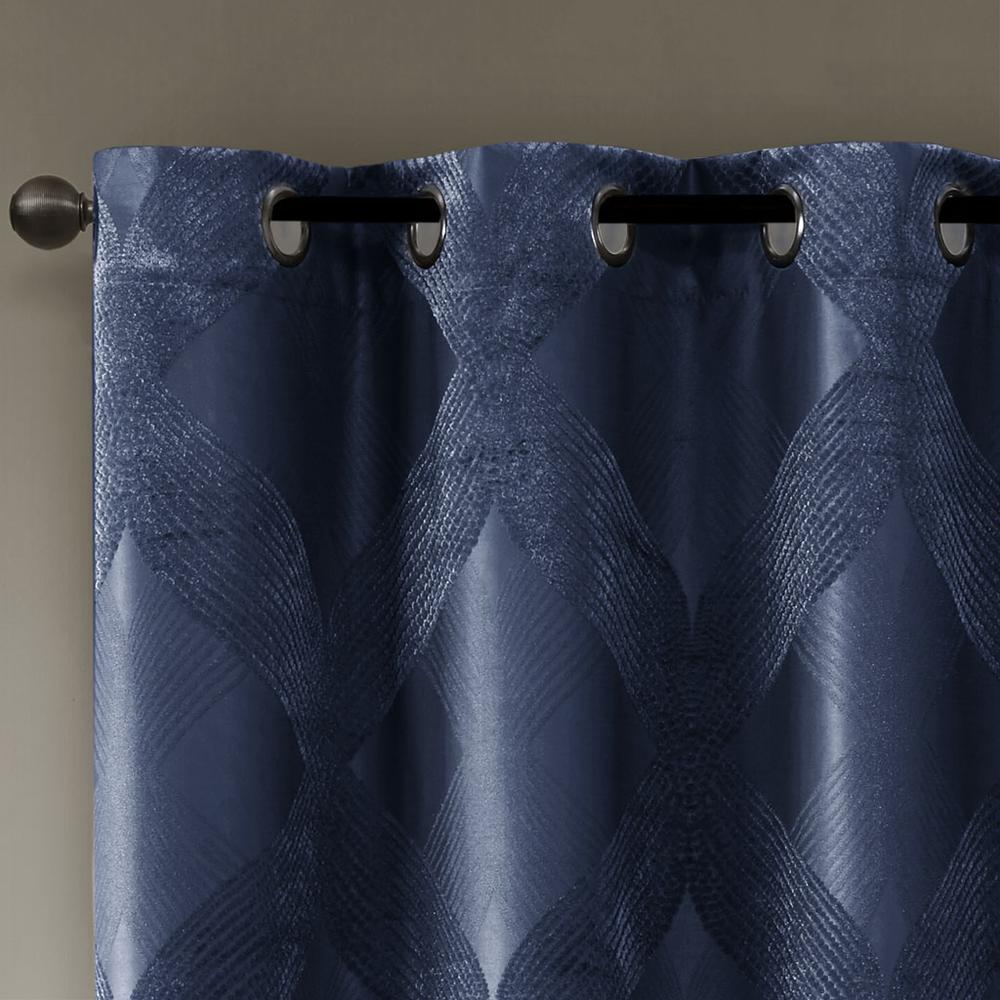 Ogee Knitted Jacquard Total Blackout Curtain Panel. Picture 3