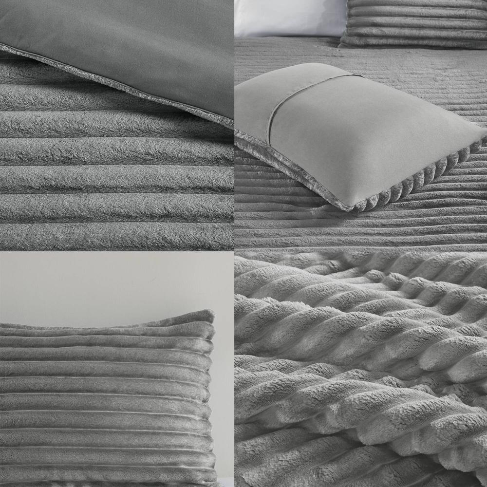 3 Piece Corded Plush Comforter Set. Picture 3