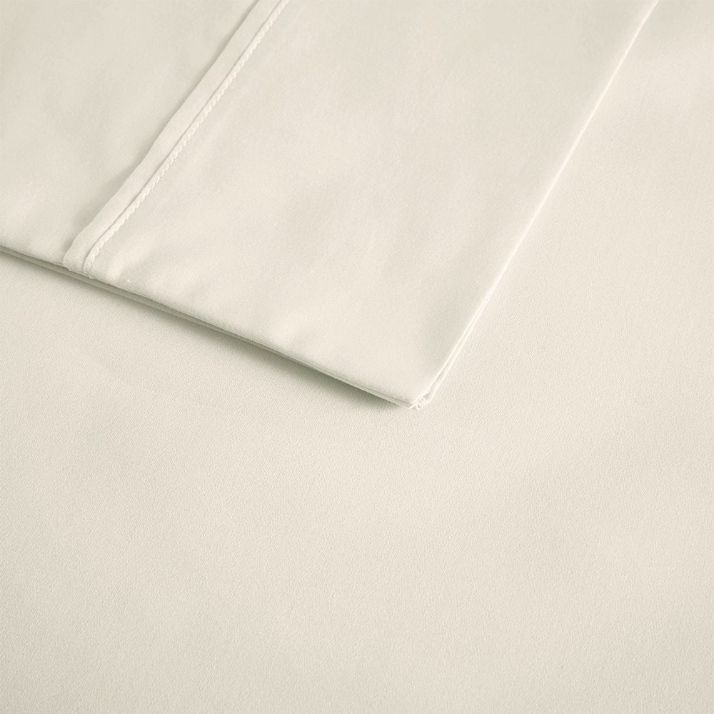 600 Thread Count Cooling Cotton Blend 4 PC Sheet Set, Ivory color. Picture 2