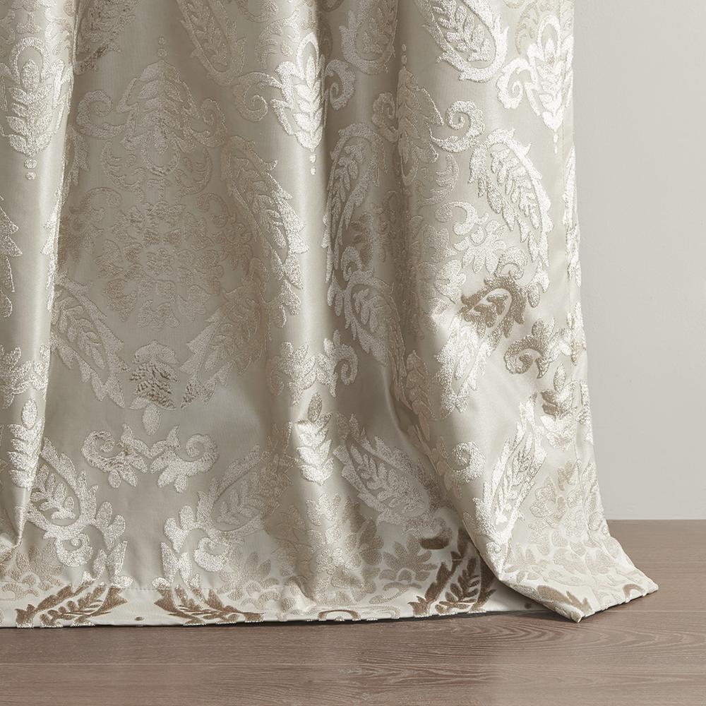 Knitted Jacquard Paisley Total Blackout Grommet Top Curtain Panel. Picture 2