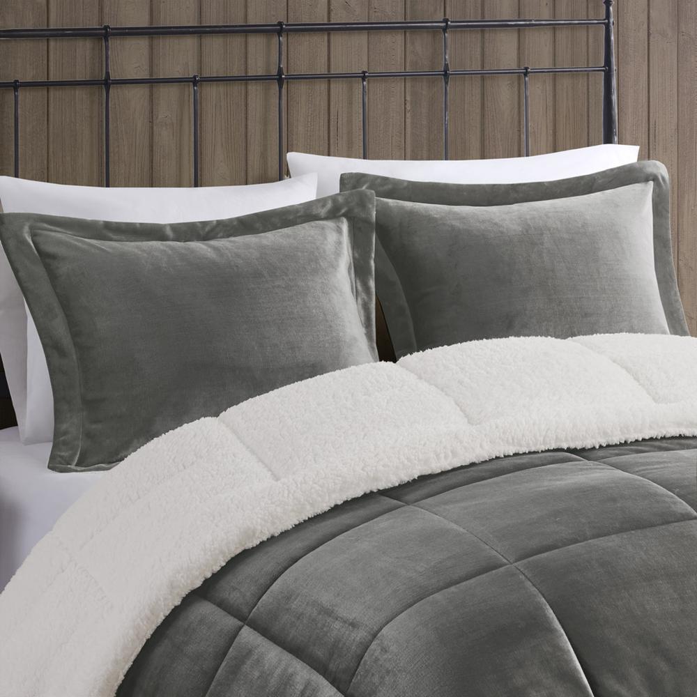 Plush to Sherpa Down Alternative Comforter Set. Picture 1