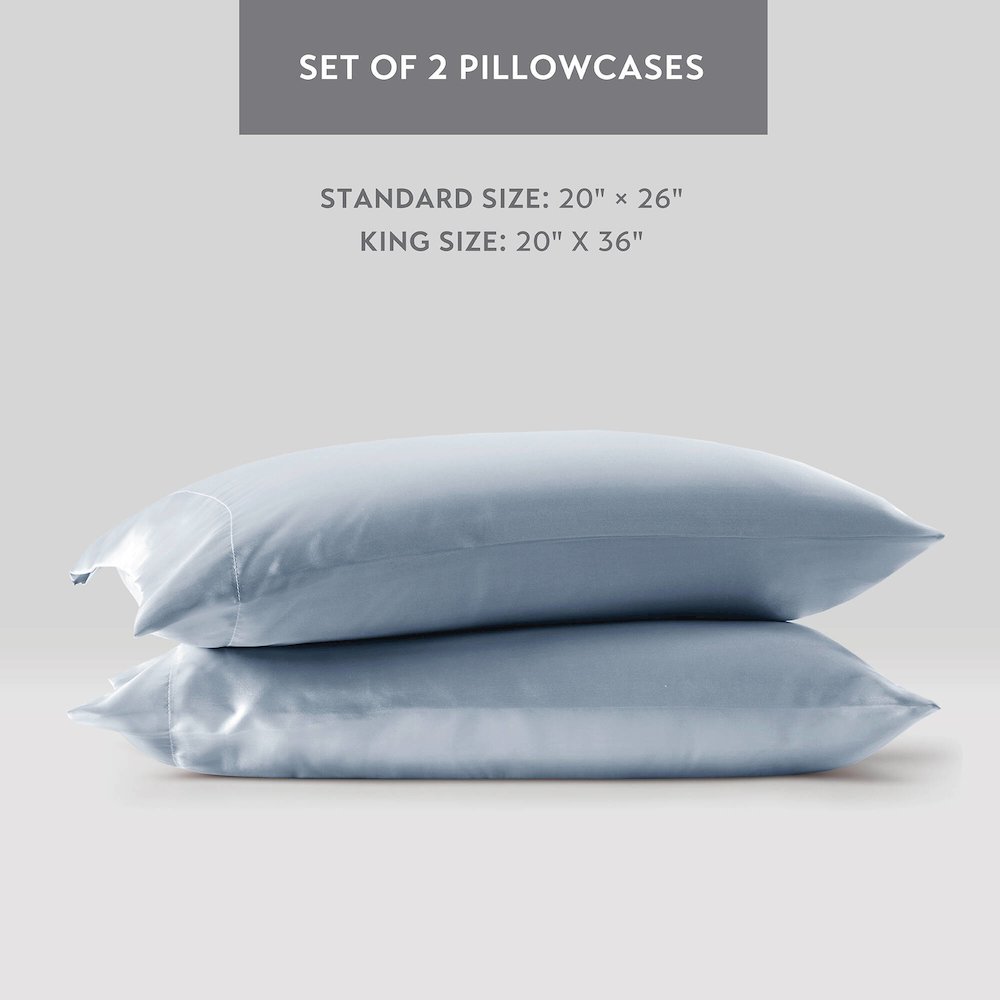 Satin Luxury 2 PC Pillowcases in Blue. Picture 4