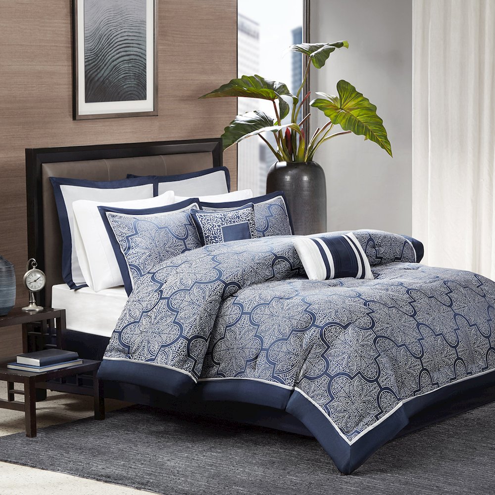 8 Piece Jacquard Comforter Set. Picture 1
