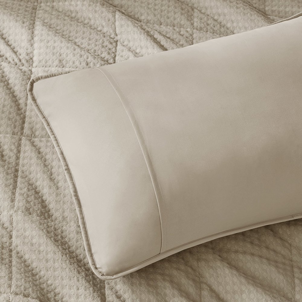 Mina Waffle Weave Textured Quilt Set, Neutral color. Picture 5