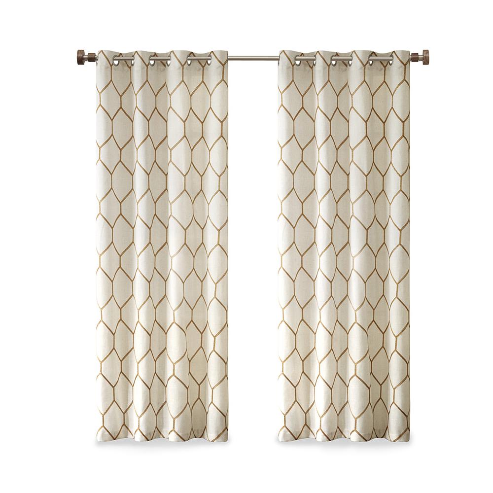 Metallic Geo Embroidered Curtain Panel. Picture 2