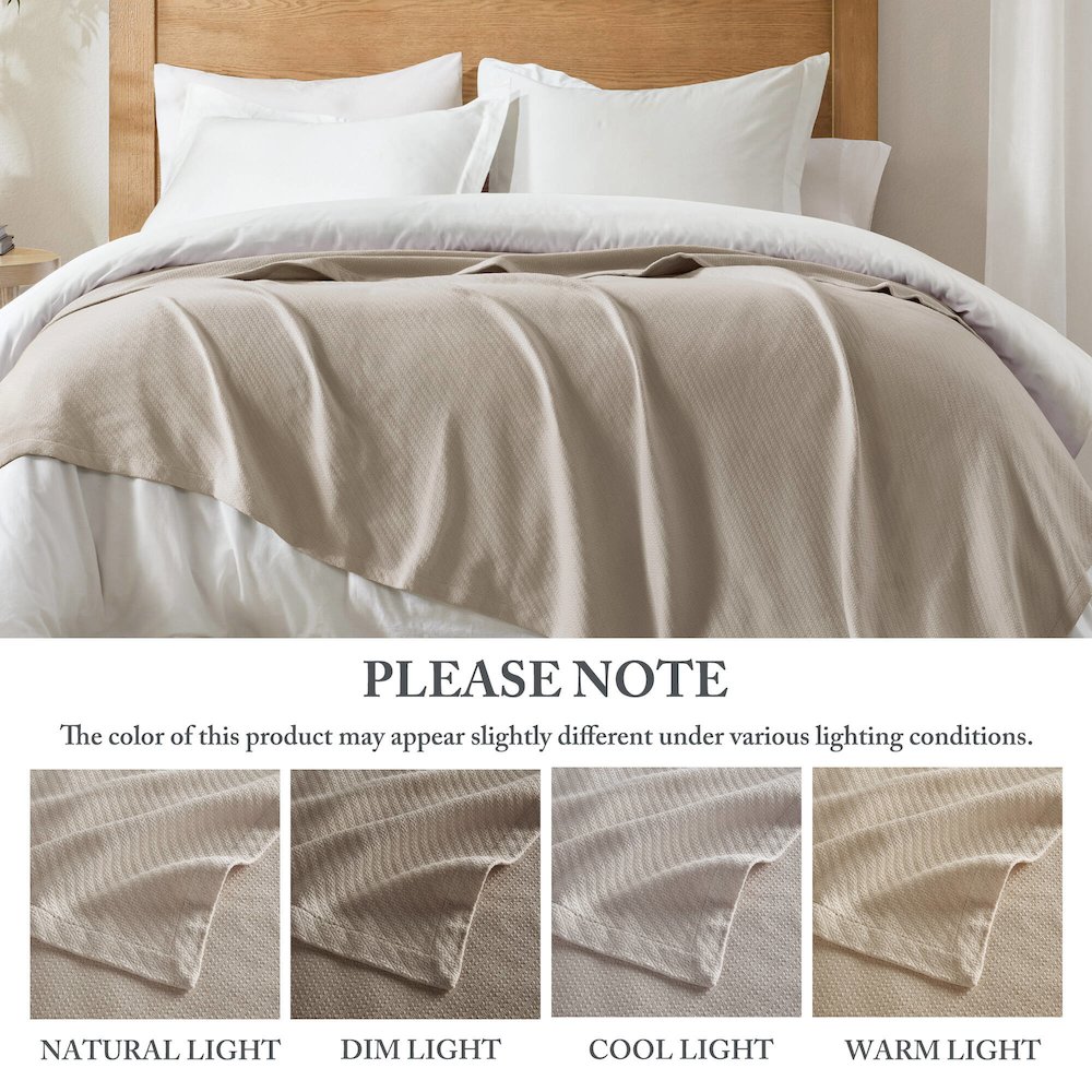 Liquid Cotton Blanket, Beige color. Picture 4