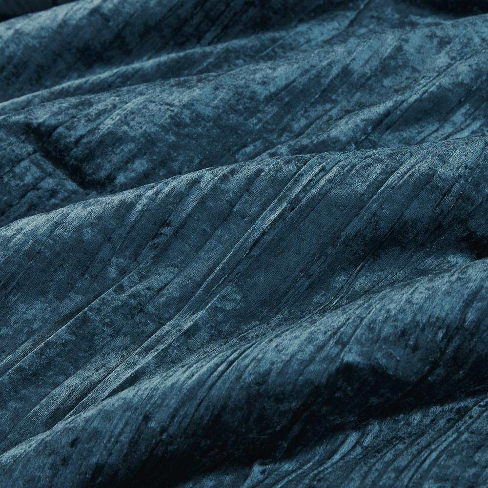 Lee 5 Piece Crinkle Velvet Comforter Set, Teal color. Picture 5
