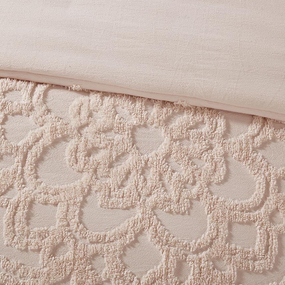 3-Piece Tufted Cotton Chenille Medallion Duvet Cover Set. Picture 3