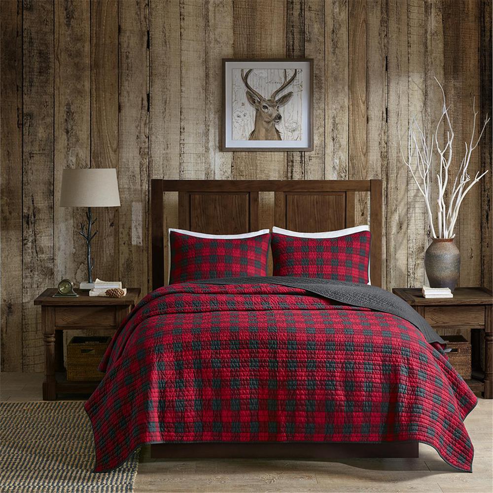 Woolrich Check Oversized Quilt Mini Set, Red color. Picture 1