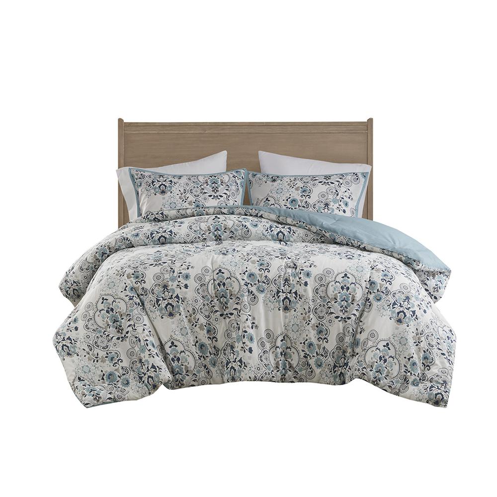 3 Piece Floral Printed Cotton Comforter Set. Picture 1