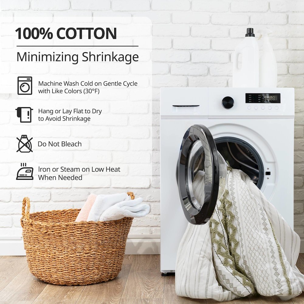 Cotton Printed Curtain Panel with Chenille Stripe and Lining. Picture 3