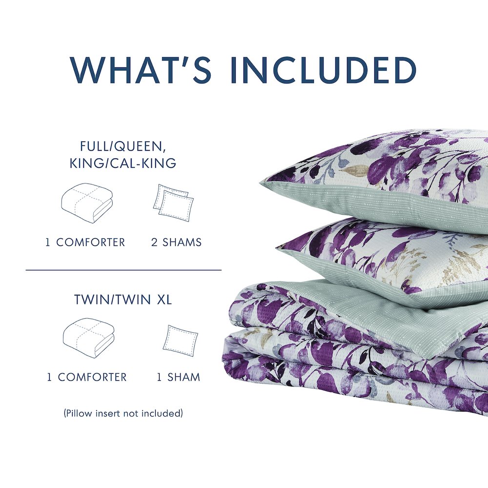 Reversible Floral Botanical Seersucker Comforter Set. Picture 5