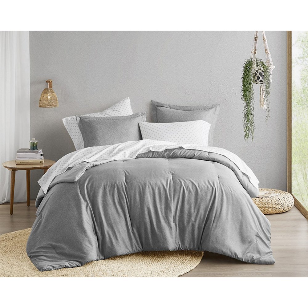 Chambray Print Microfiber Comforter Set with Bed Sheets. Picture 1