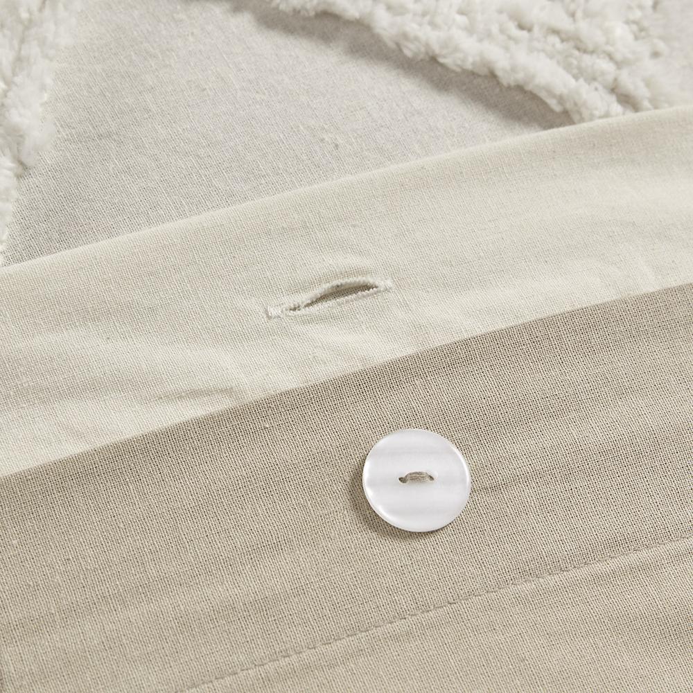 3 Piece Cotton Duvet Cover Set with Chenille Tufting. Picture 2