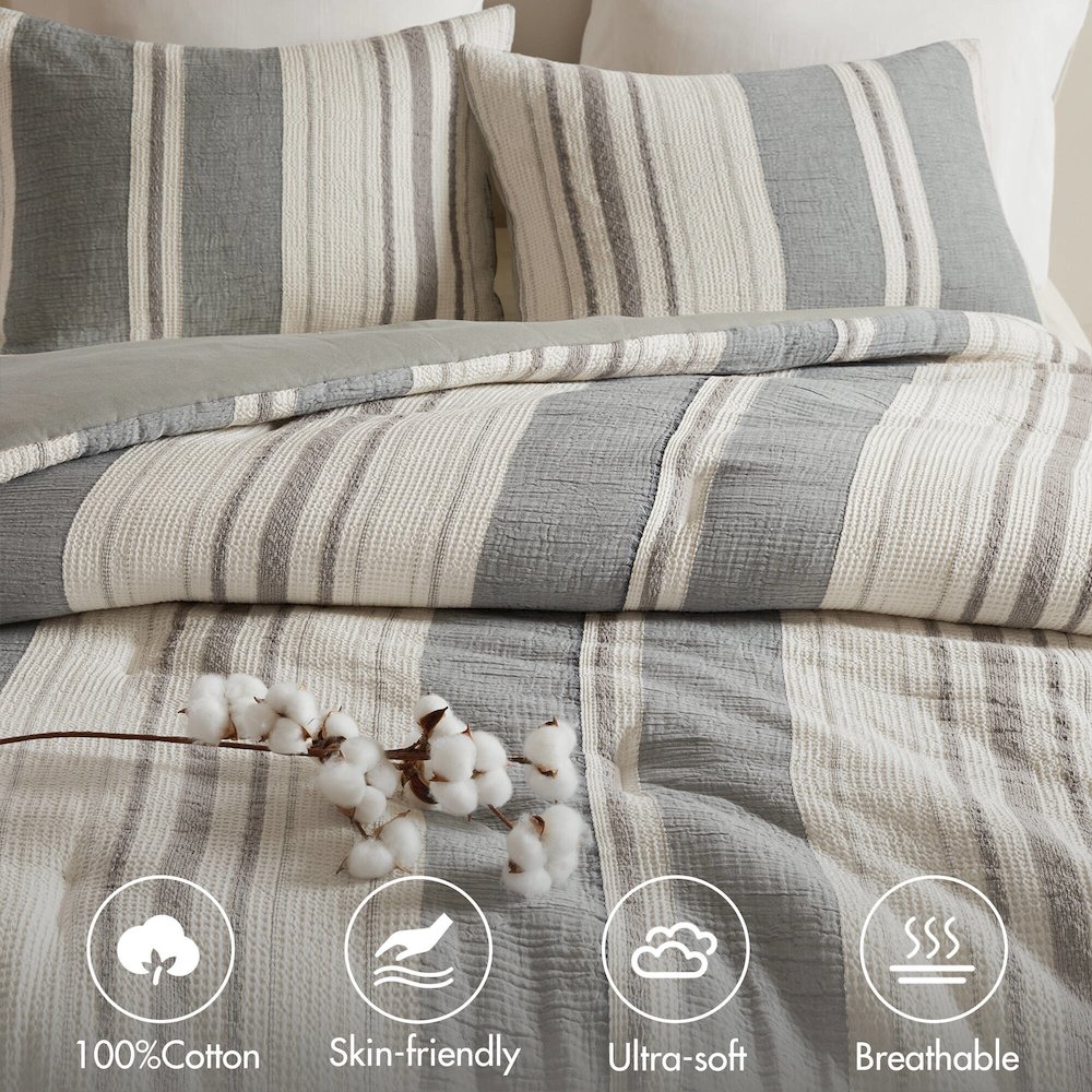 Mesa Comforter 3 PCS Set, Grey color. Picture 3