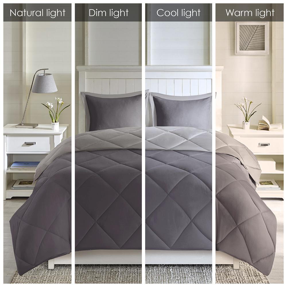 3M Scotchgard Diamond Quilting Reversible Down Alternative Comforter Set. Picture 3