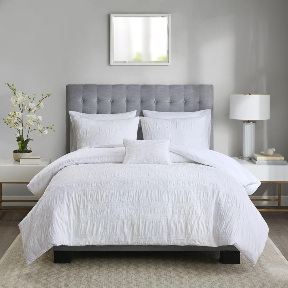 4 Piece Cotton Seersucker Duvet Cover Set. Picture 2
